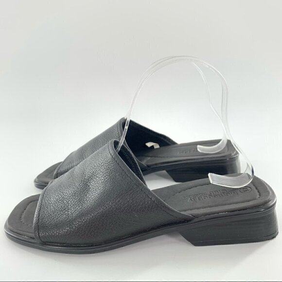 Montego Bay Club womens sandals size 8.5 black leather square toe vintage 90s - Picture 5 of 12